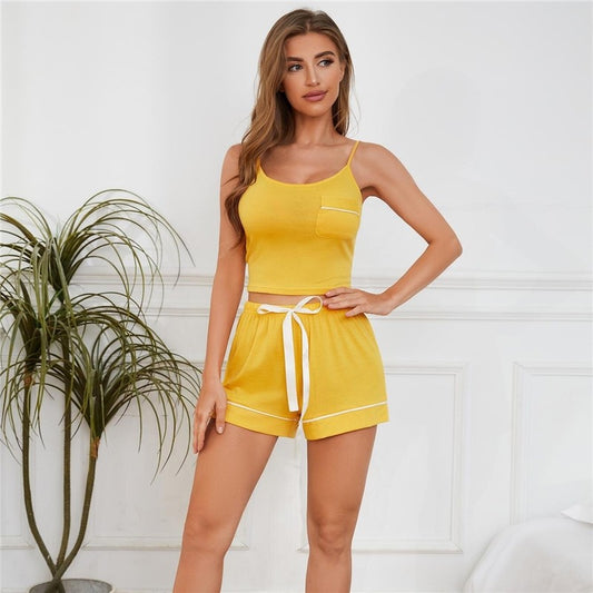 Halter Top and Shorts Set in Solid Color