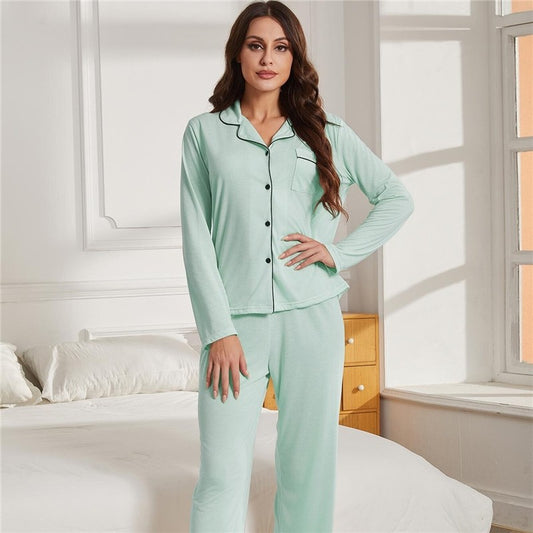 Solid Color Long Sleeve Lounge Set