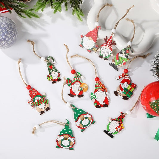 4PCS/Box Wooden Christmas Tree Decorations Hanging Ornaments