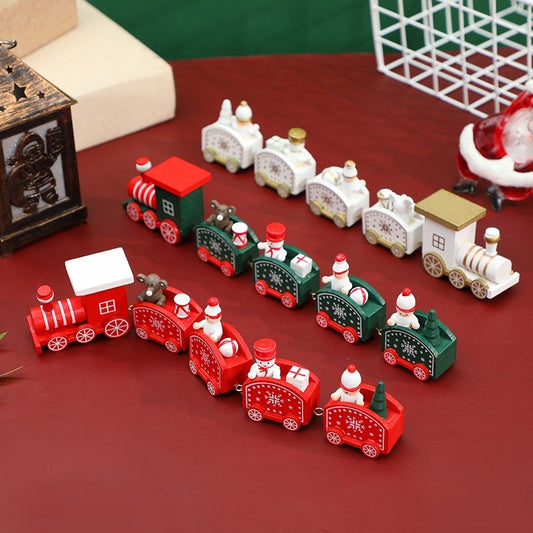 Cute Wooden Train Toy Christmas Ornaments