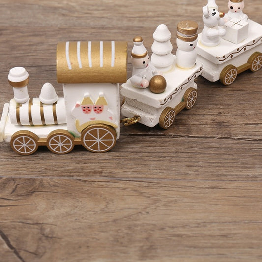 Cute Cartoon Wooden Train Toy Christmas Ornaments