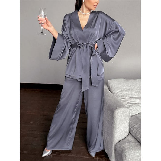 Long Sleeve Front Tie Loose Set