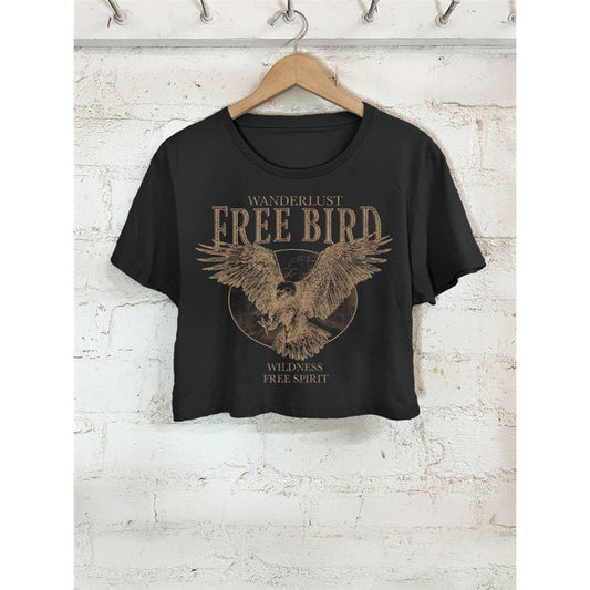 Free Bird Graphic Short Crtop Top