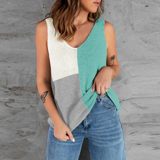 Round Neck Sleeveless Knitted Vest Top