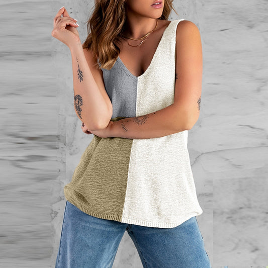 Round Neck Sleeveless Knitted Vest Top