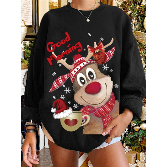 Fawn Printed Women Casual Christmas Sweatershirt