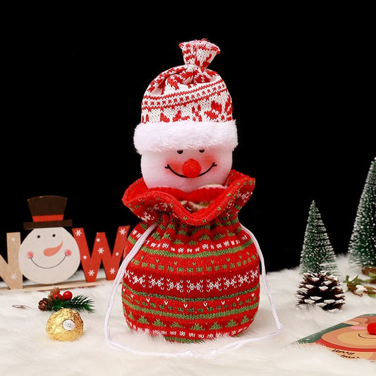 Cute Cartoon Patchwork Knitted Christmas Candy Apple Gift Bag