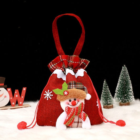 Imitation Linen Cute Patchwork Christmas Candy Apple Gift Bag