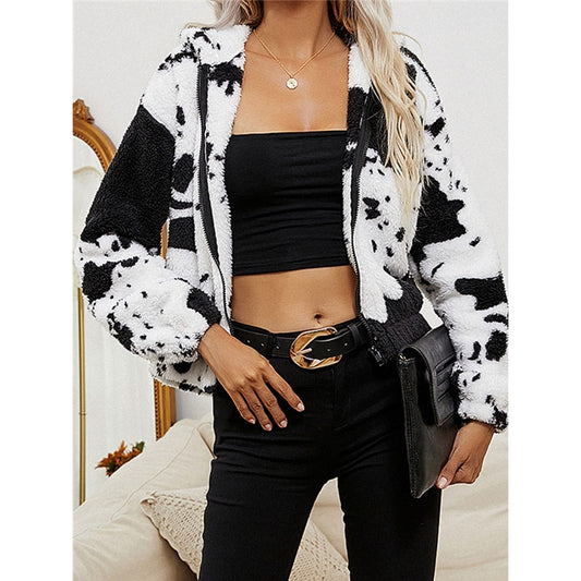 Fashion Lamb Plush Print Coat