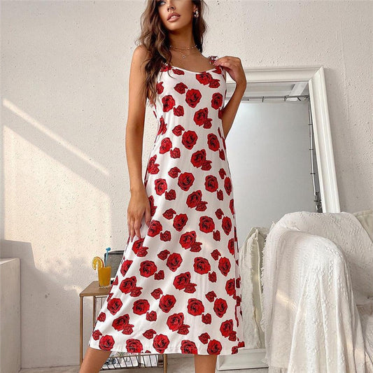 Rose Floral Print Loose Fit Sleepdress