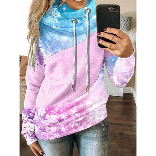 Autumn And Winter Casual Fashion Christmas Print Long-Sleeved Hooded Sweater