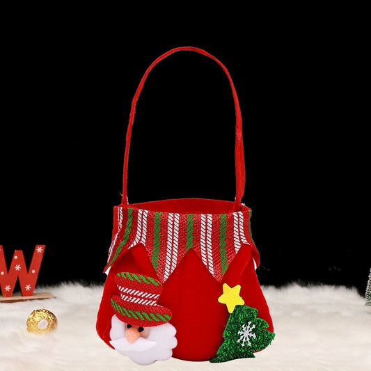 Cute Cartoon Patchwork Portable Christmas Candy Apple Gift Bag