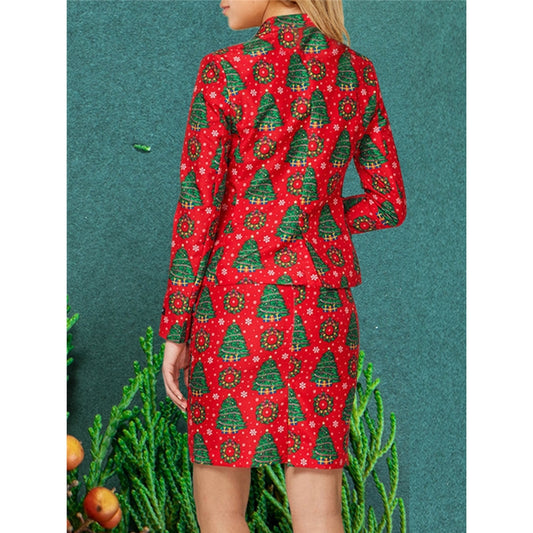 Christmas Print Lapel Suit