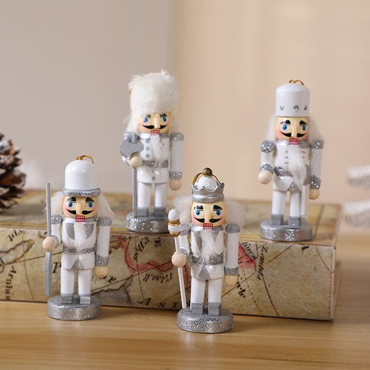 4PCS/Box  Wooden Nutcracker Soldier Christmas Decorations Ornaments