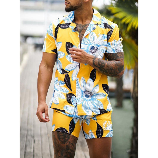 Men's Beach Floral Print Shorts Set