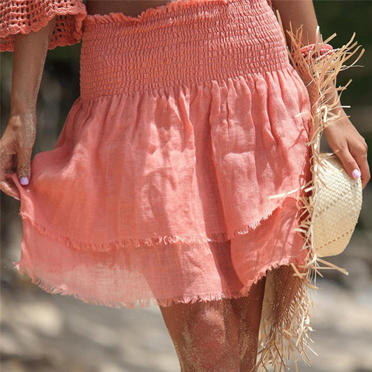 Cotton Solid Color Beach Skirt Cover Up