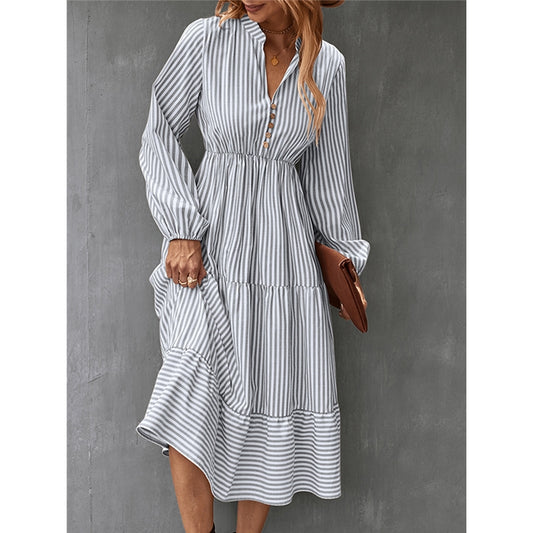 Striped Swing Skirt Maxi Dress