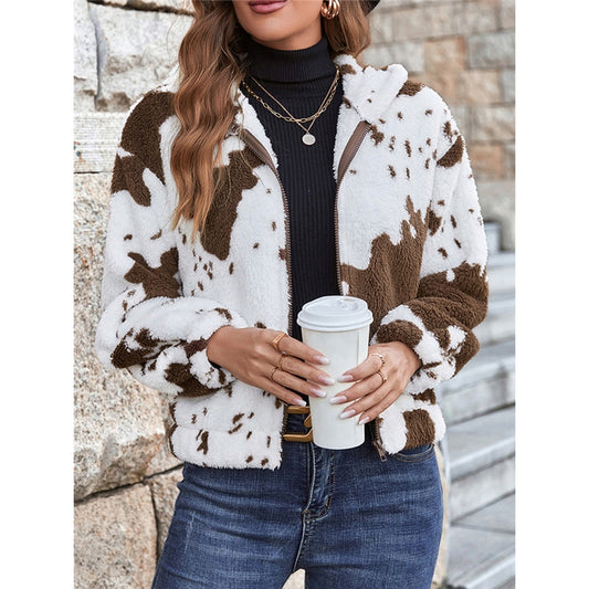 Fashion Lamb Plush Print Coat