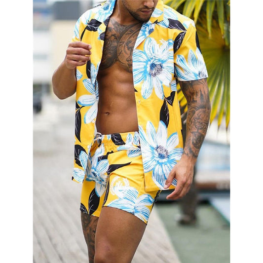 Men's Beach Floral Print Shorts Set