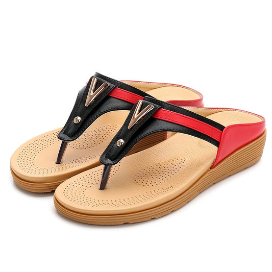 Women's Flat Color Block Flip Flop Sandals