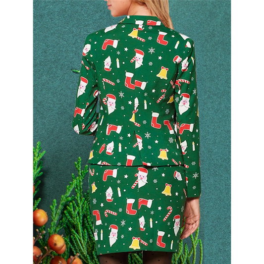 Christmas Print Lapel Suit