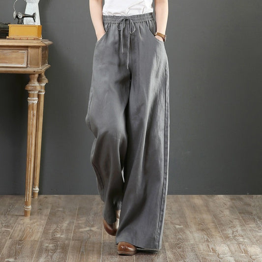 High Waist Ultra Baggy Women's Linen Pants