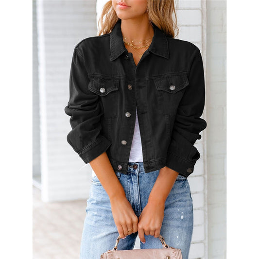 Solid Color Denim Jacket Jacket Long Sleeve Top