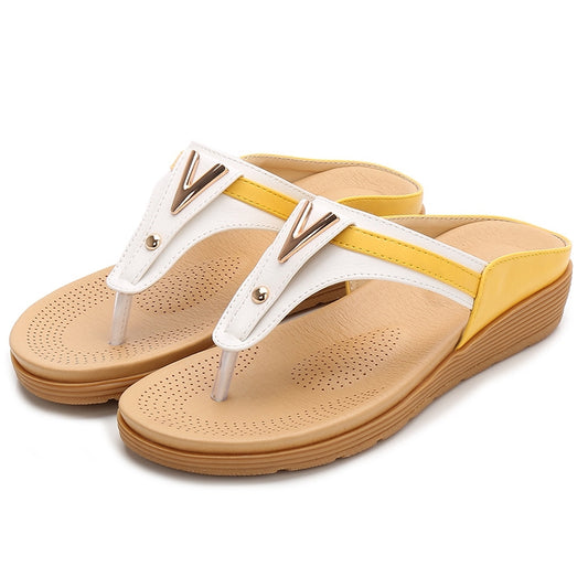 Women's Flat Color Block Flip Flop Sandals