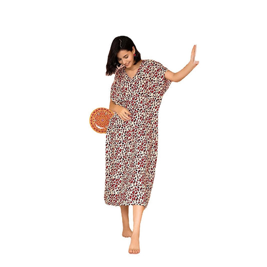 Casual Sleep Dress Floarl Printed V-Neck Pajamas