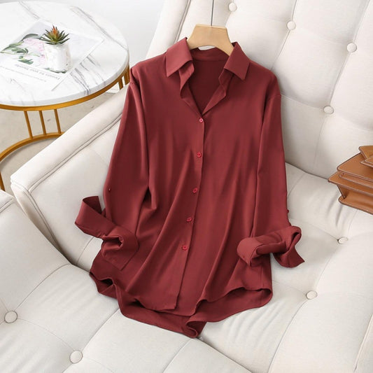 Solid Color Loose Comfy Silk Shirt