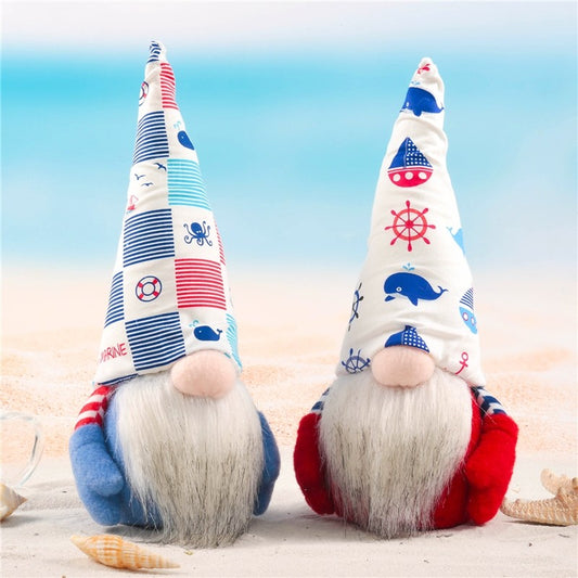 Ocean Pattern Faceless Doll Gnome Desktop Ornament