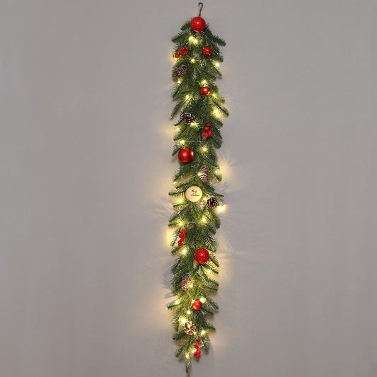 1.5M Artificial Rattan Pinecone Red Berry Door Window Christmas Garland