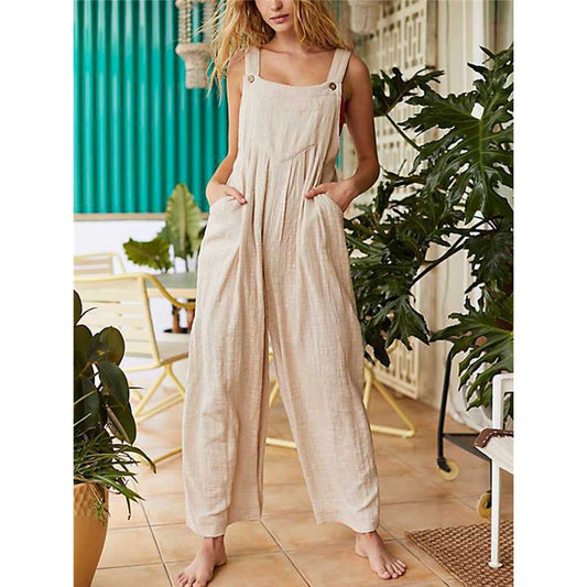 Casual Wide Leg Overall Jumpsuit