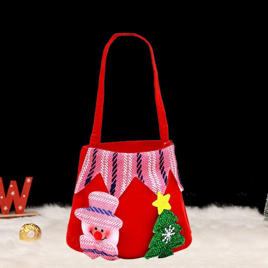 Cute Cartoon Patchwork Portable Christmas Candy Apple Gift Bag