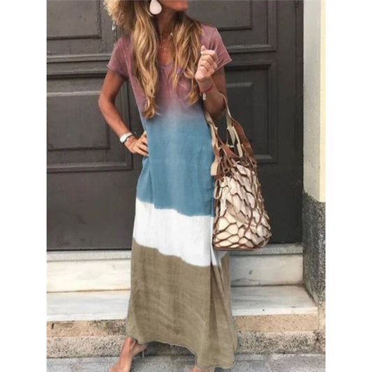 Casual Print Maxi T-shirt Dress