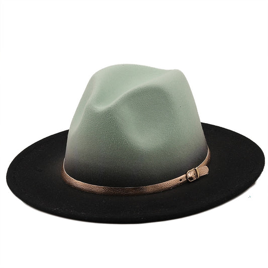 Wool Wide Brim Fedora Hat With Belt-Buckle