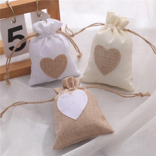 Burlap Heart Christmas Small Gift Candy Bags