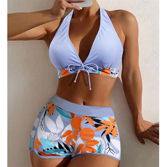 Halterneck Print High Rise Bikini 2-Piece Swimwear