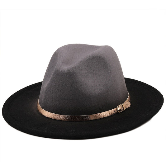 Wool Wide Brim Fedora Hat With Belt-Buckle