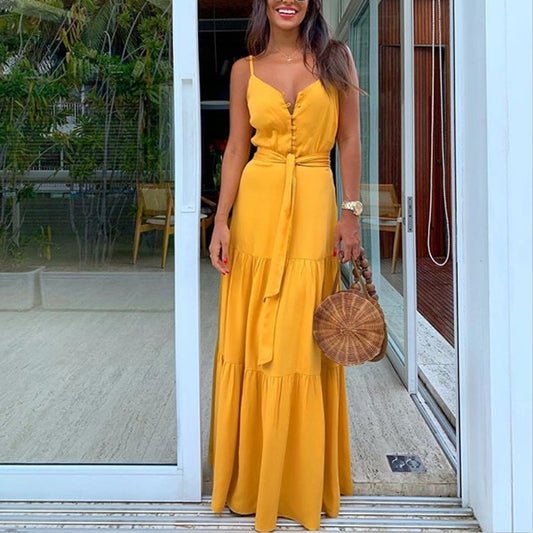 Sexy V-Neck Sling Maxi Dress