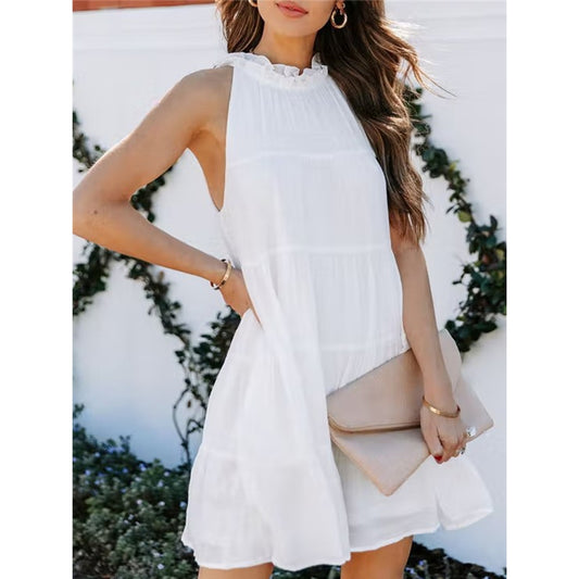 Solid Color Loose Sleeveless Dress