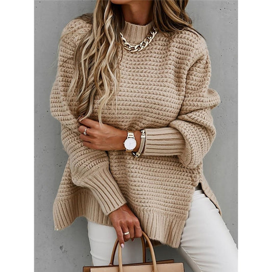 Half Turtleneck Solid Color Split Sweater