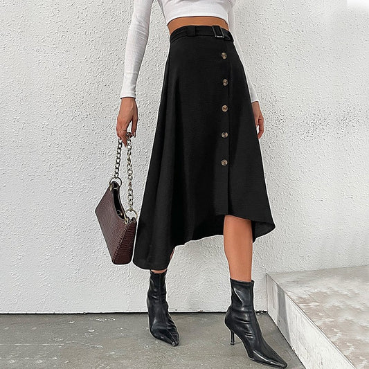 Black A-Line Flexible Breathable Loose Skirt