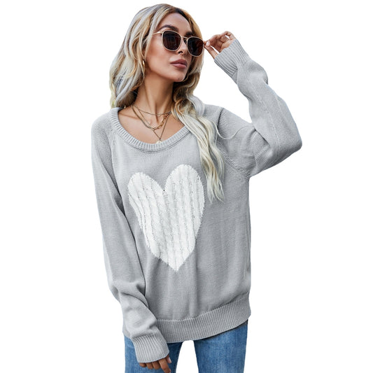 Loose Heart Heart Pullover Crewneck Sweater Jacket