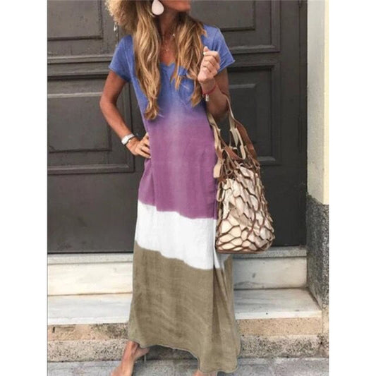 Casual Print Maxi T-shirt Dress