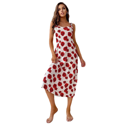 Rose Floral Print Loose Fit Sleepdress