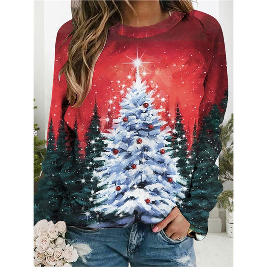Christmas Tree Printed Long Sleeve T-Shirt