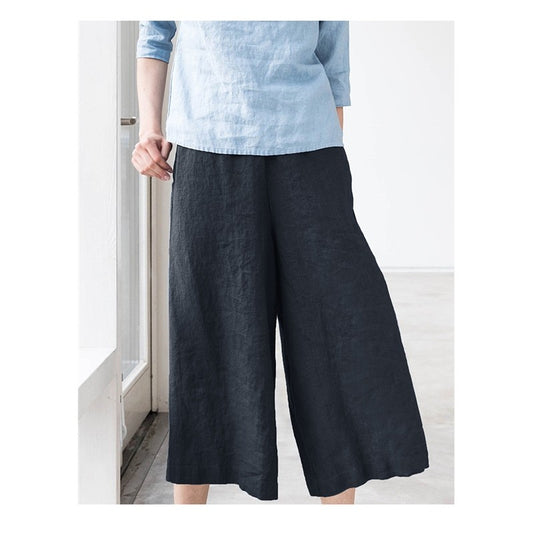 Women's High Waisted Casual Loose-Fit Cotton And Linen Nine-Inch Pants