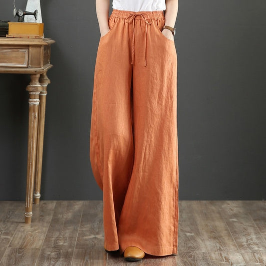 High Waist Ultra Baggy Women's Linen Pants