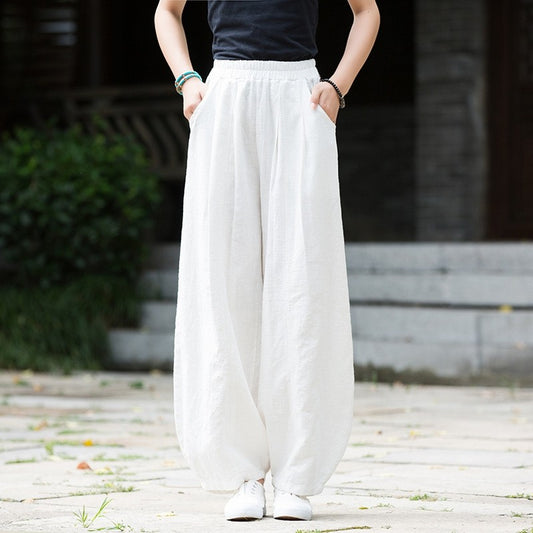 Women's Casual Cotton Linen Ramie Washed Bloomers New Zen National Retro Thin Style